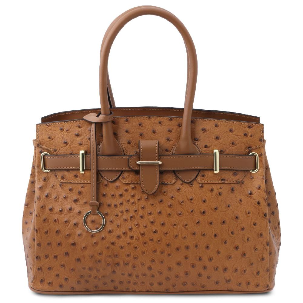 Tuscany Leather Borsa a Mano in Pelle Stampata Effetto Struzzo Shopping online