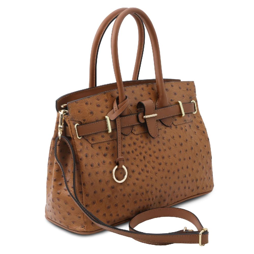 Tuscany Leather Borsa a Mano in Pelle Stampata Effetto Struzzo Shopping online