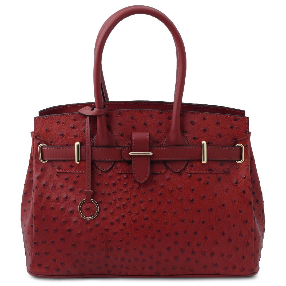 Tuscany Leather Borsa a Mano in Pelle Stampata Effetto Struzzo Offerta esclusiva
