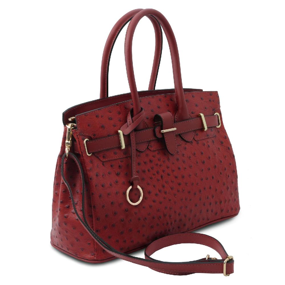 Tuscany Leather Borsa a Mano in Pelle Stampata Effetto Struzzo Offerta esclusiva