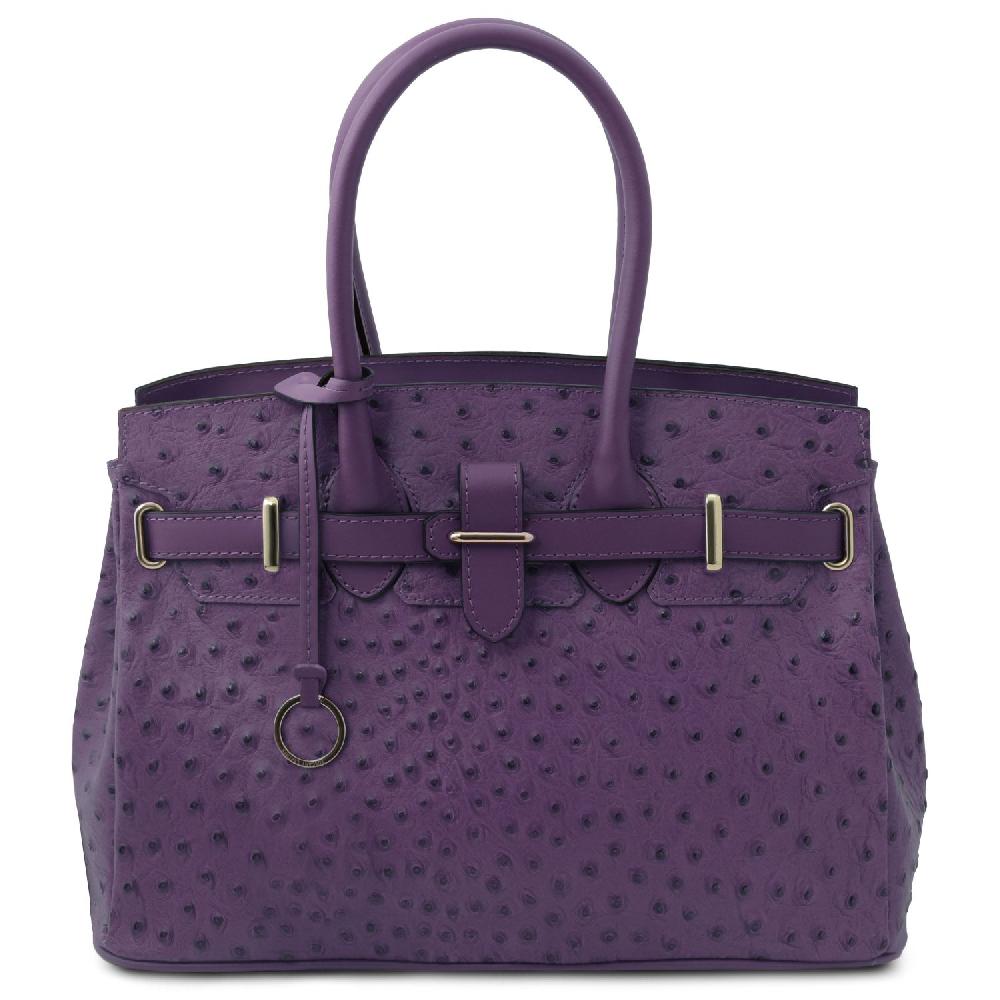 Tuscany Leather Borsa a Mano in Pelle Stampata Effetto Struzzo Vendite stagionali
