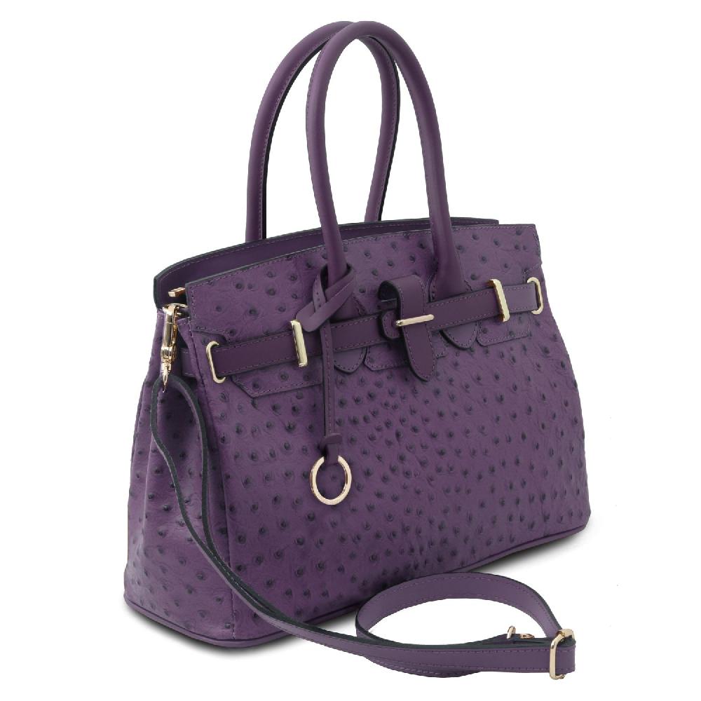 Tuscany Leather Borsa a Mano in Pelle Stampata Effetto Struzzo Vendite stagionali