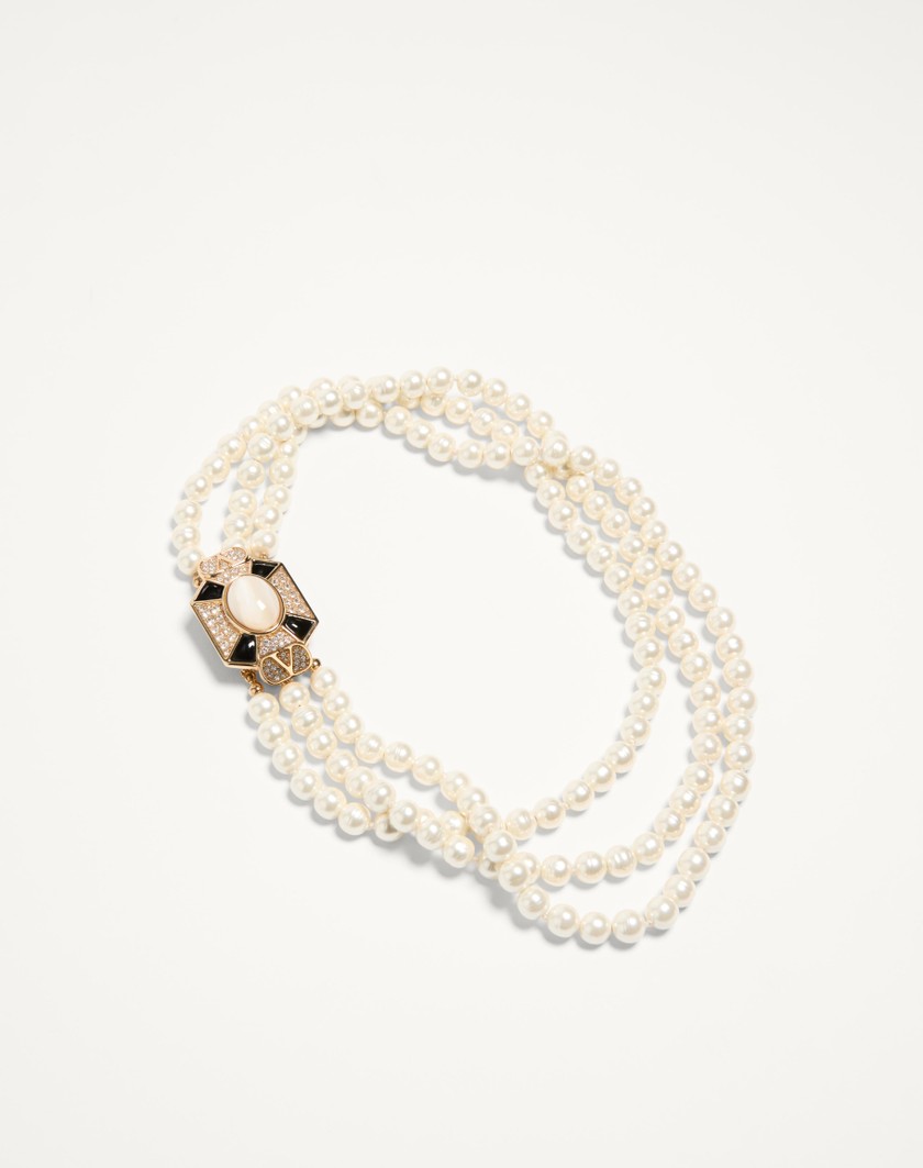 Valentino Handbags Collana Pas Plus In Metallo Smalto Resina Perle E Cristalli Swarovski® per Donna in Multicolor | Valentino IT Italia