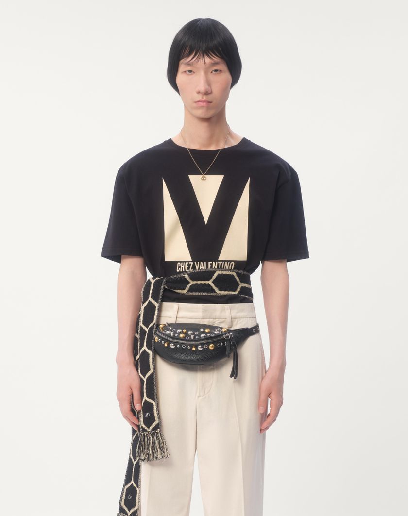 Valentino Handbags T-shirt In Cotone Con Stampa Chez Valentino per Uomo in Rosso | Valentino IT Negozio