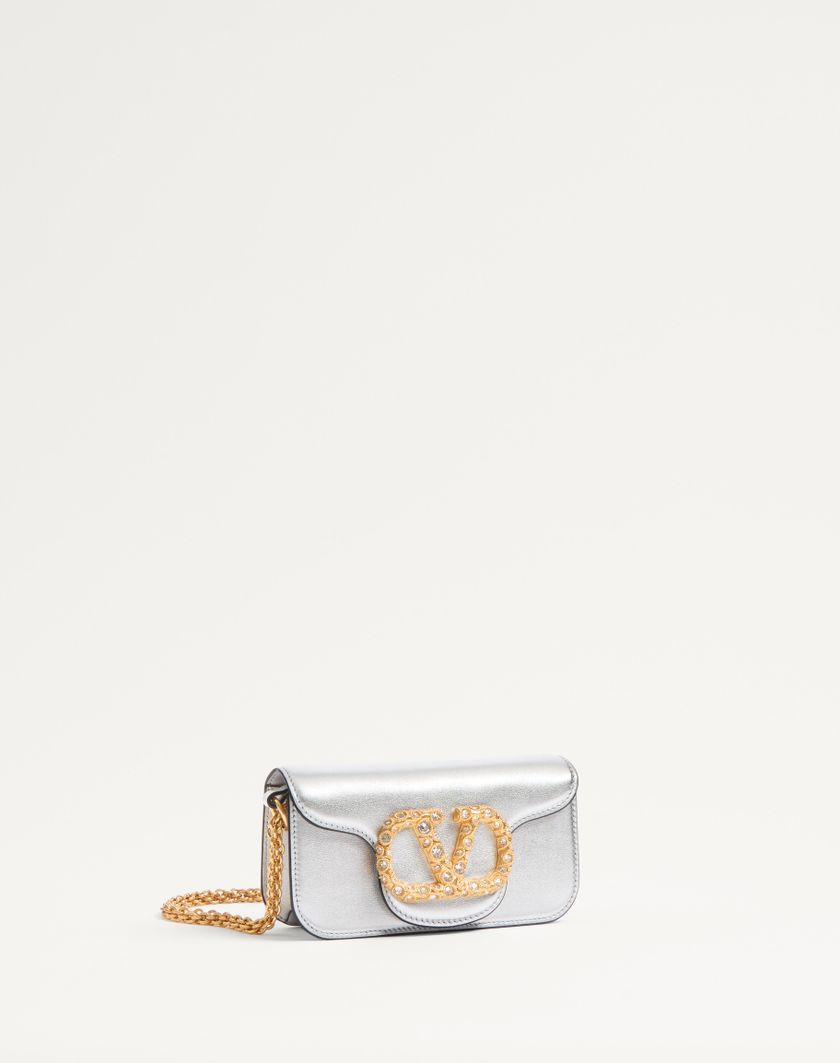 Valentino Handbags Borsa Piccola A Spalla Valentino Garavani Locò In Vitello Laminato Con Logo Gioiello per Donna in Rose Violet | Valentino IT Consegna Veloce