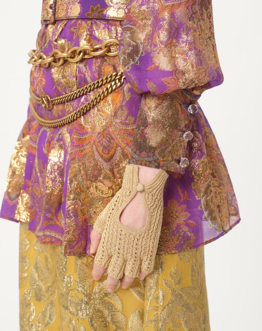 Valentino Handbags Guanti Fingerless Knitted In Lurex per Donna in Oro | Valentino IT Vendita Calda