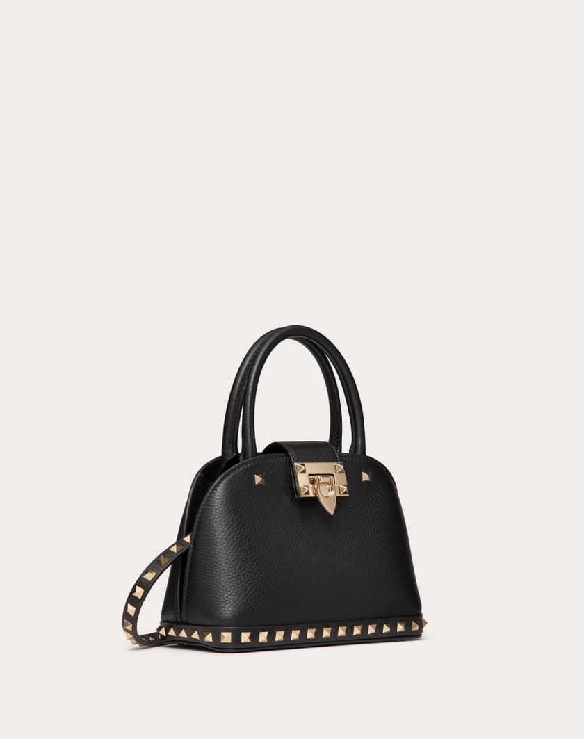 Valentino Handbags Borsa Piccola A Mano Valentino Garavani Rockstud In Vitello Granato per Donna in Nero | Valentino IT Outlet
