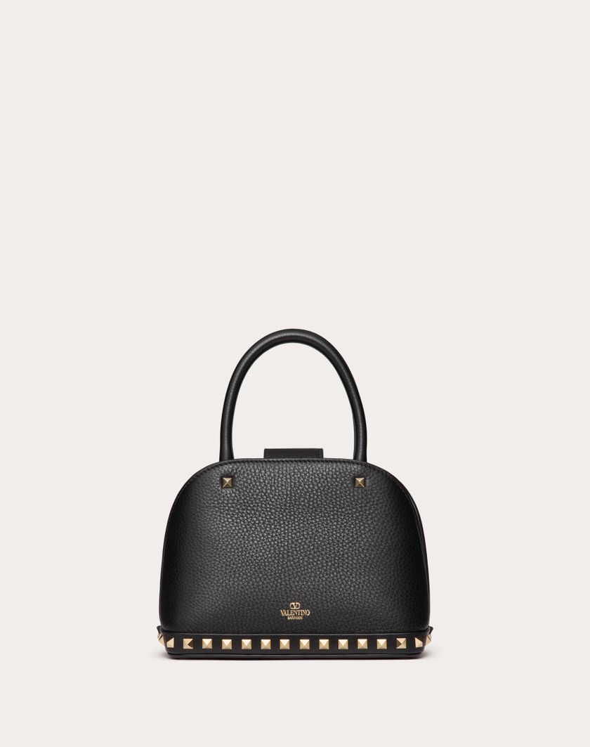 Valentino Handbags Borsa Piccola A Mano Valentino Garavani Rockstud In Vitello Granato per Donna in Nero | Valentino IT Outlet