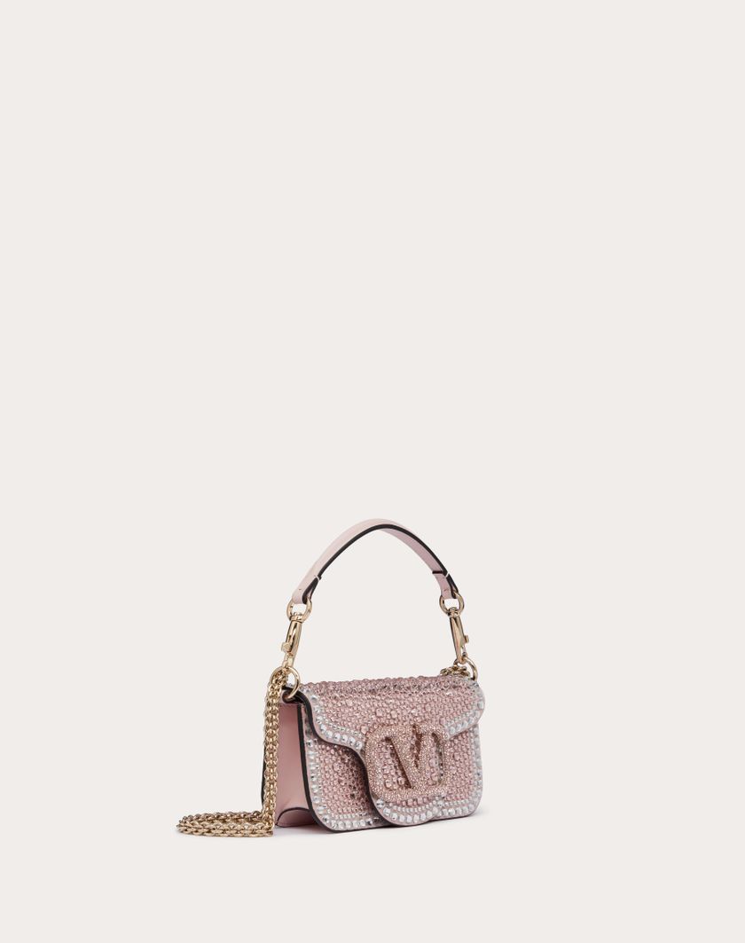 Valentino Handbags Borsa Piccola A Spalla Valentino Garavani Locò Con Strass per Donna in Crystal/rose Quartz/platino | Valentino IT Spedizione Gratuita