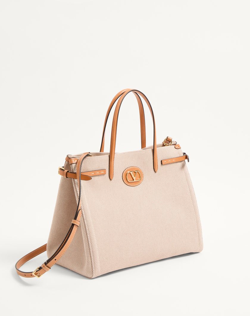 Valentino Handbags Borsa Shopping Media Valentino Garavani Antibes In Canvas per Donna in Naturale/tabacco | Valentino IT Saldi Di Fabbrica