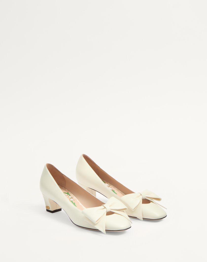 Valentino Handbags Décolleté Bowow In Capretto 45mm per Donna in Water Rose | Valentino IT Offerta