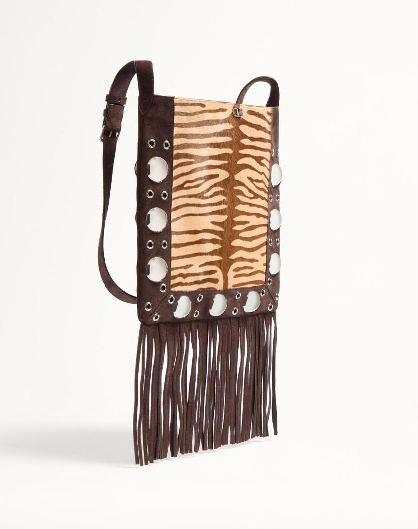 Valentino Handbags Borsa A Spalla Valentino Garavani Nellcôte In Vitello Effetto Pony Animalier Con Frange per Donna in Beige/marrone | Valentino IT Online