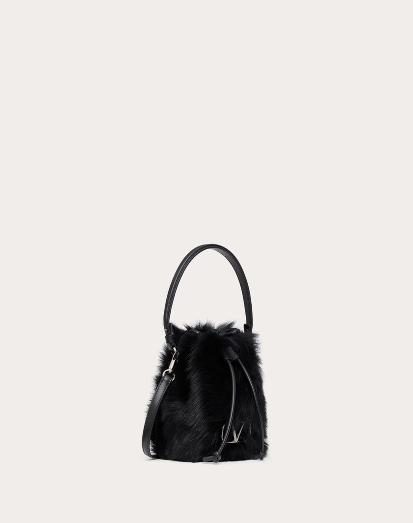 Valentino Handbags Mini Borsa A Secchiello Vlogo Signature In Montone per Donna in Nero | Valentino IT Promozione Limitata