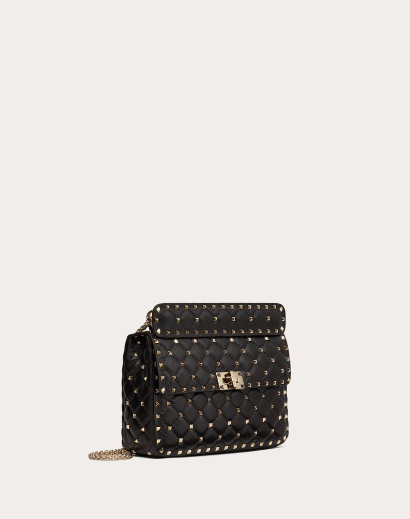 Valentino Handbags Borsa Media Rockstud Spike In Nappa per Donna in Light Ivory | Valentino IT Italy