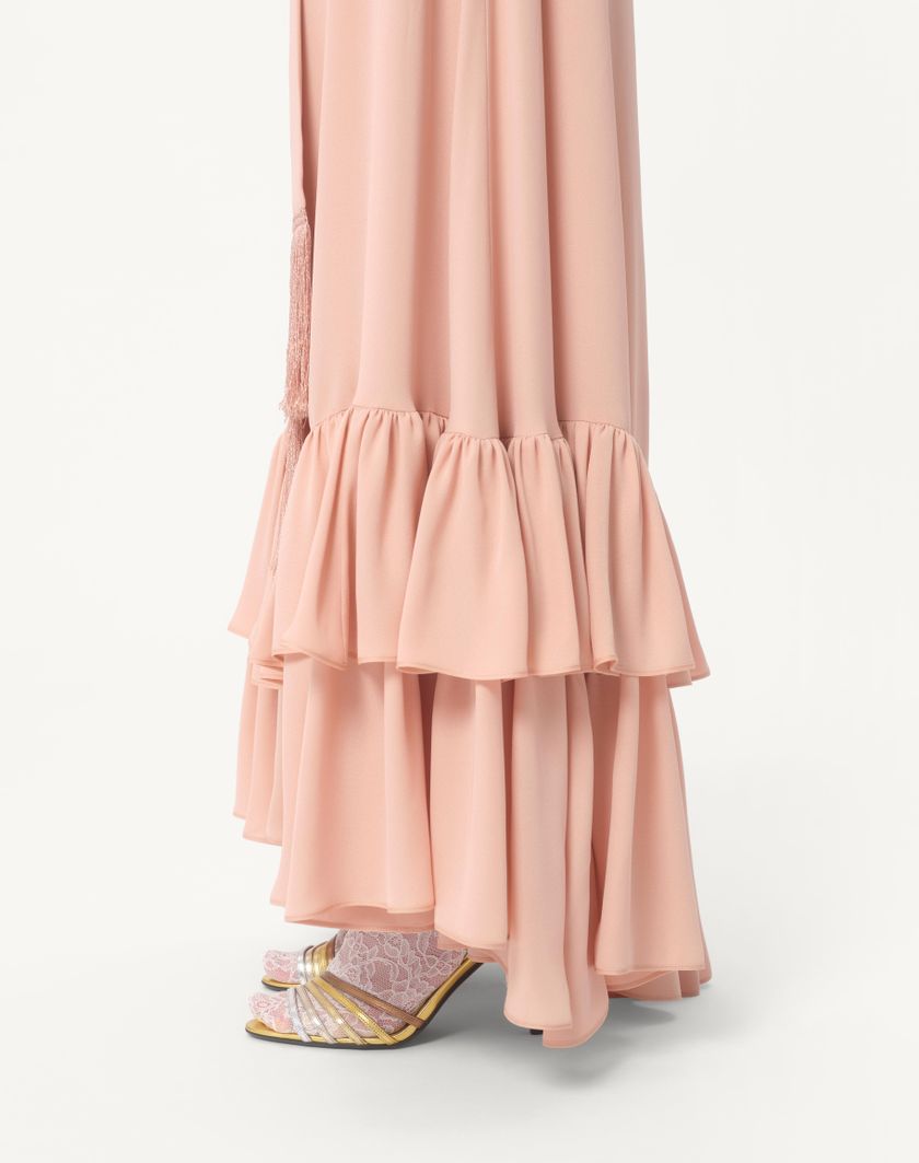 Valentino Handbags Abito Lungo In Georgette Ricamato per Donna in Rose Mist | Valentino IT Presa