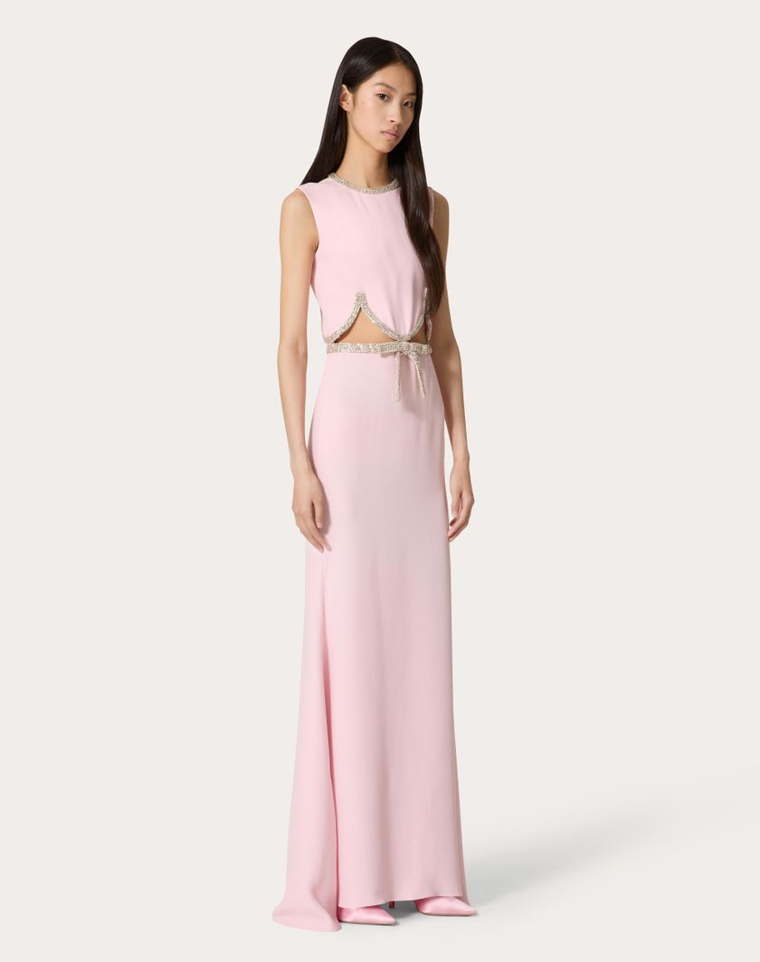 Valentino Handbags Abito Da Sera In Cady Couture Ricamato per Donna in Comfit | Valentino IT Offerta