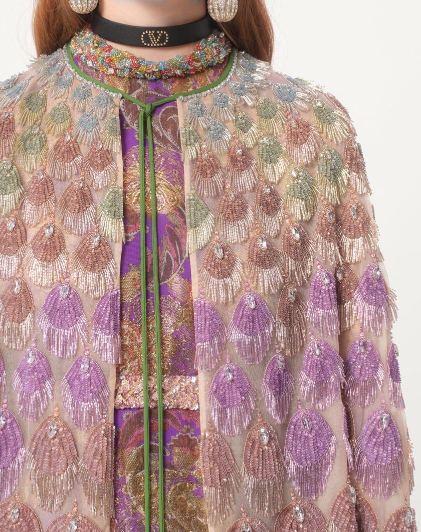 Valentino Handbags Cappa In Organza Ricamata per Donna in Poudre/multicolor | Valentino IT In Vendita