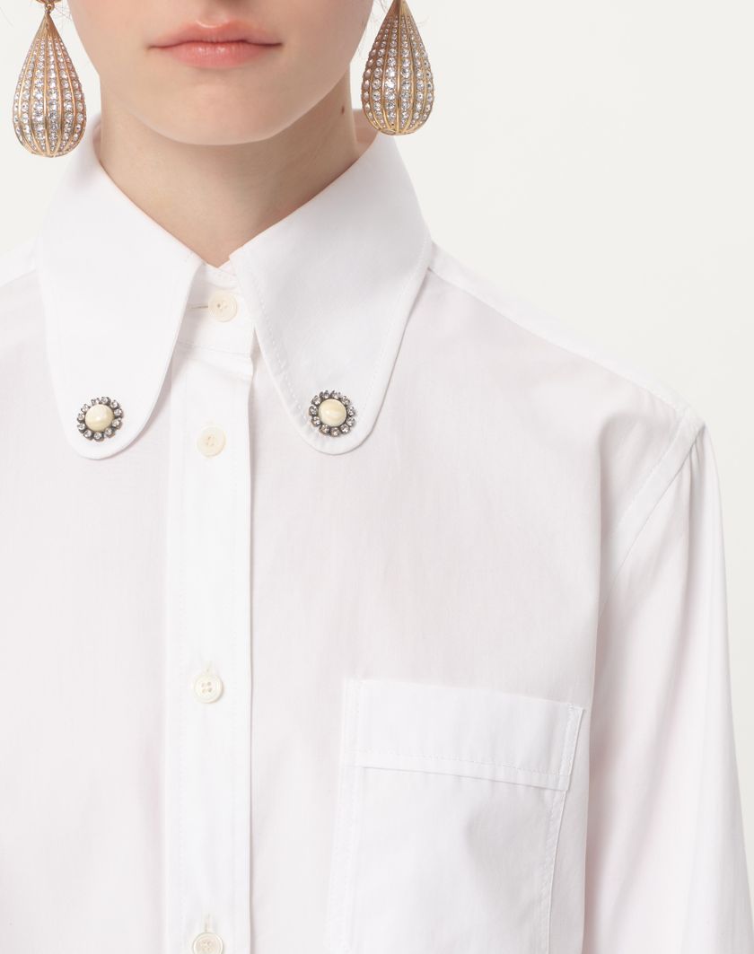 Valentino Handbags Camicia In Cotton Popeline per Donna in Bianco Ottico | Valentino IT 2025
