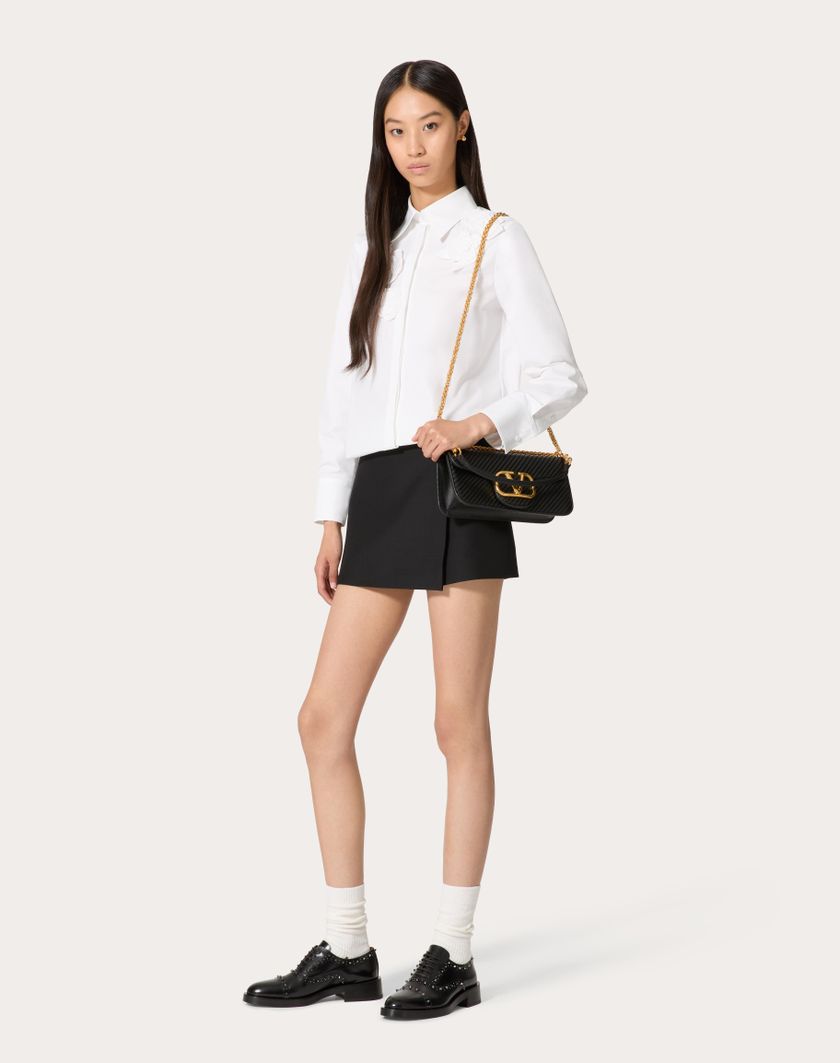 Valentino Handbags Camicia In Compact Popeline Ricamata per Donna in Bianco | Valentino IT Comprare a buon mercato