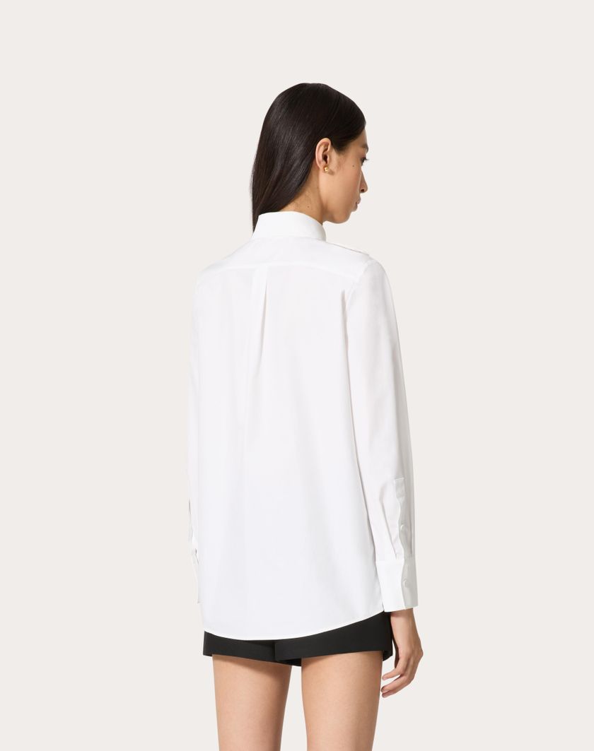 Valentino Handbags Camicia In Compact Popeline Ricamata per Donna in Bianco | Valentino IT Comprare a buon mercato