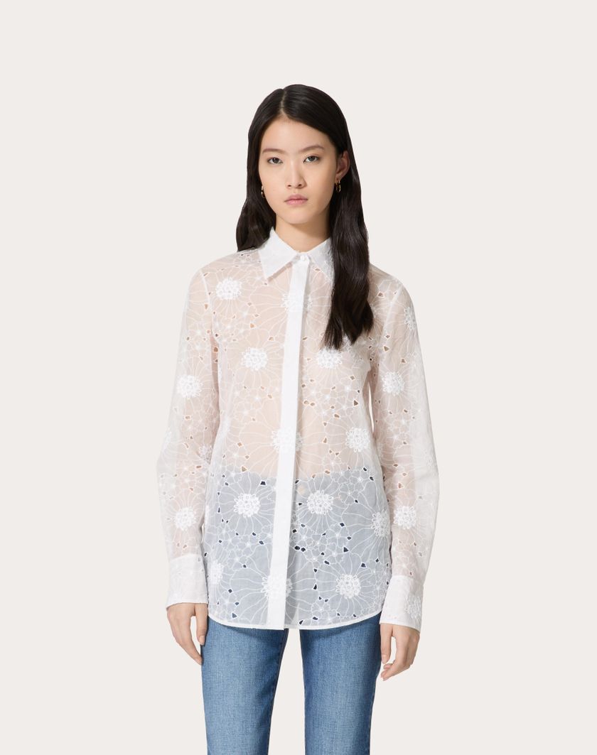 Valentino Handbags Camicia In Daisy Organdis per Donna in Avorio | Valentino IT Fornitura limitata