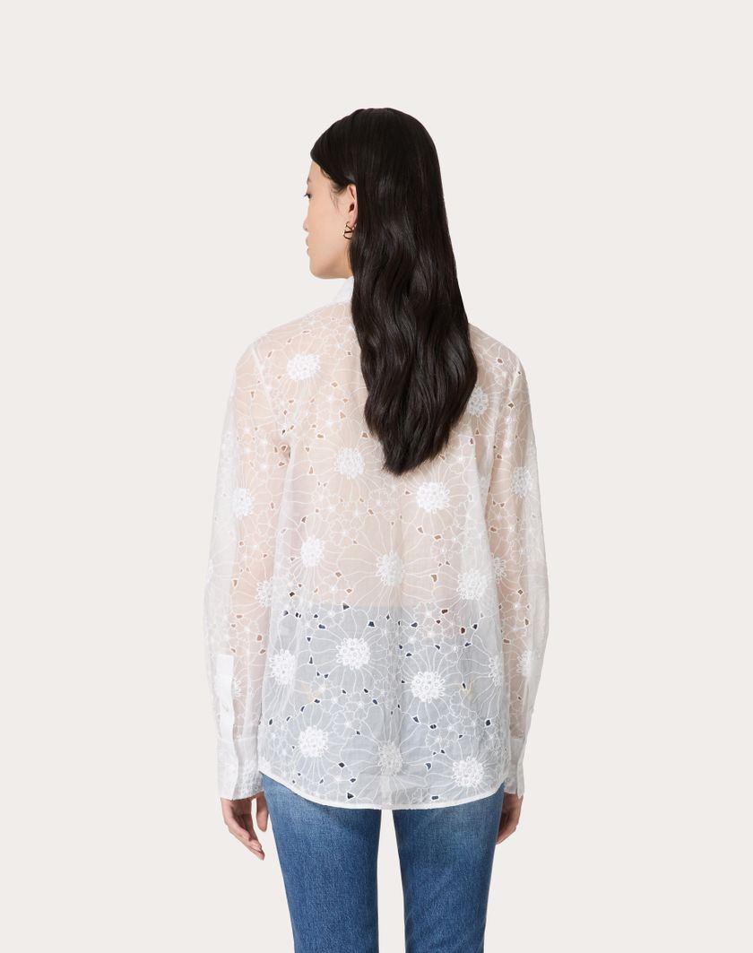 Valentino Handbags Camicia In Daisy Organdis per Donna in Avorio | Valentino IT Fornitura limitata