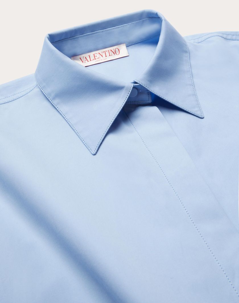 Valentino Handbags Camicia In Compact Popeline per Donna in Iris Liliac | Valentino IT Offerta natalizia