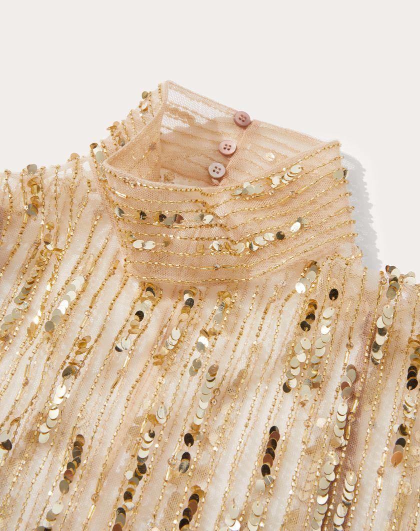Valentino Handbags Top In Tulle Illusione Ricamato per Donna in Oro | Valentino IT Offerta Pasqua