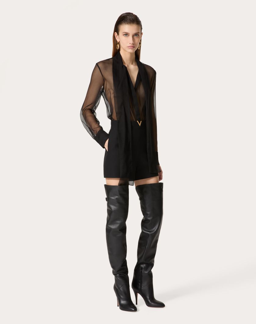 Valentino Handbags Camicia In Chiffon per Donna in Rosso | Valentino IT Offerta Anniversario