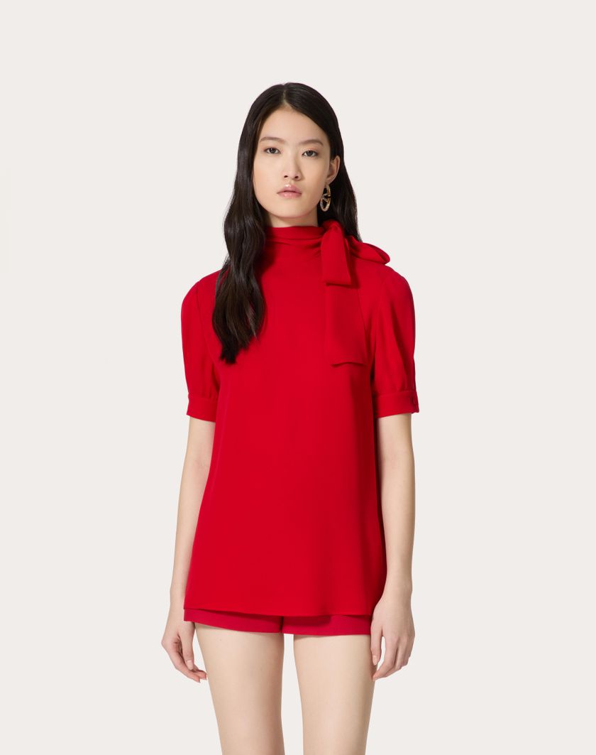 Valentino Handbags Top In Georgette per Donna in Rosso | Valentino IT Offerta migliore