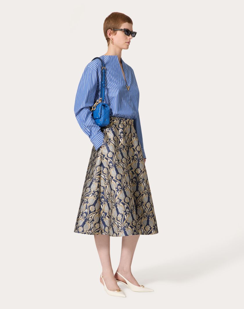 Valentino Handbags Top In Popeline Contrails per Donna in Light Blue/bianco | Valentino IT Latest fashion