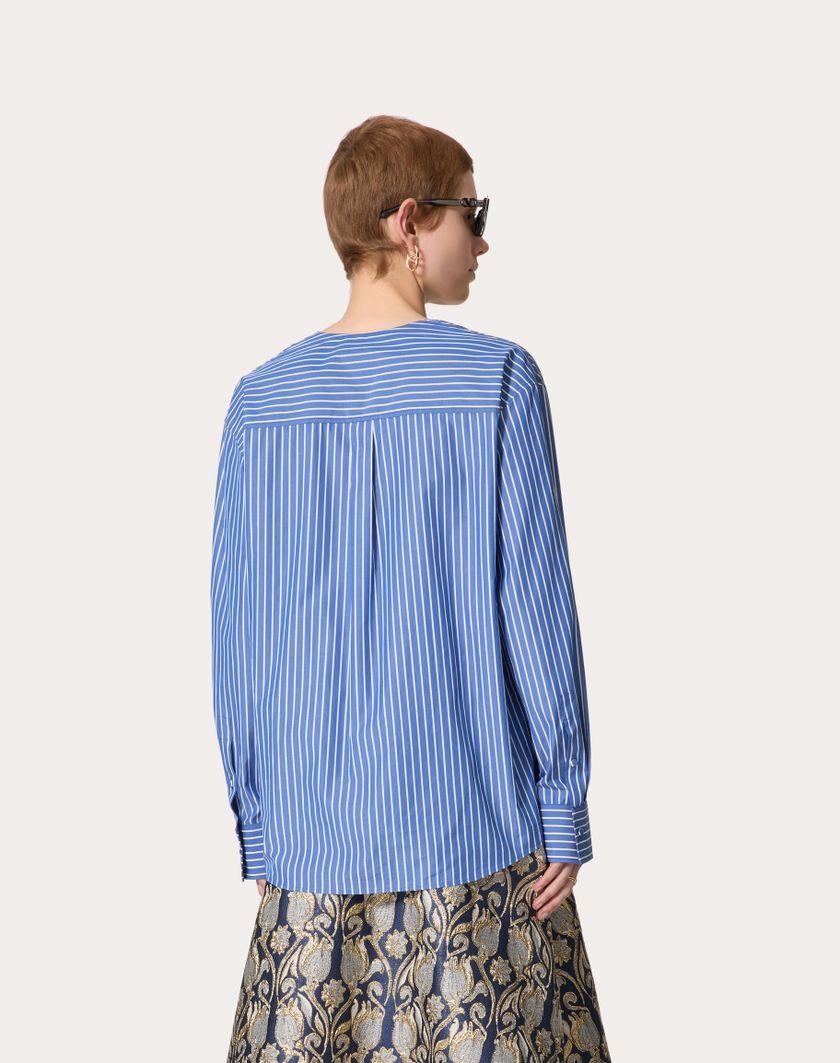 Valentino Handbags Top In Popeline Contrails per Donna in Light Blue/bianco | Valentino IT Latest fashion