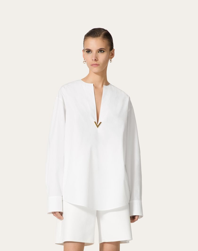 Valentino Handbags Top In Cotton Popeline per Donna in Bianco | Valentino IT Online Outlet
