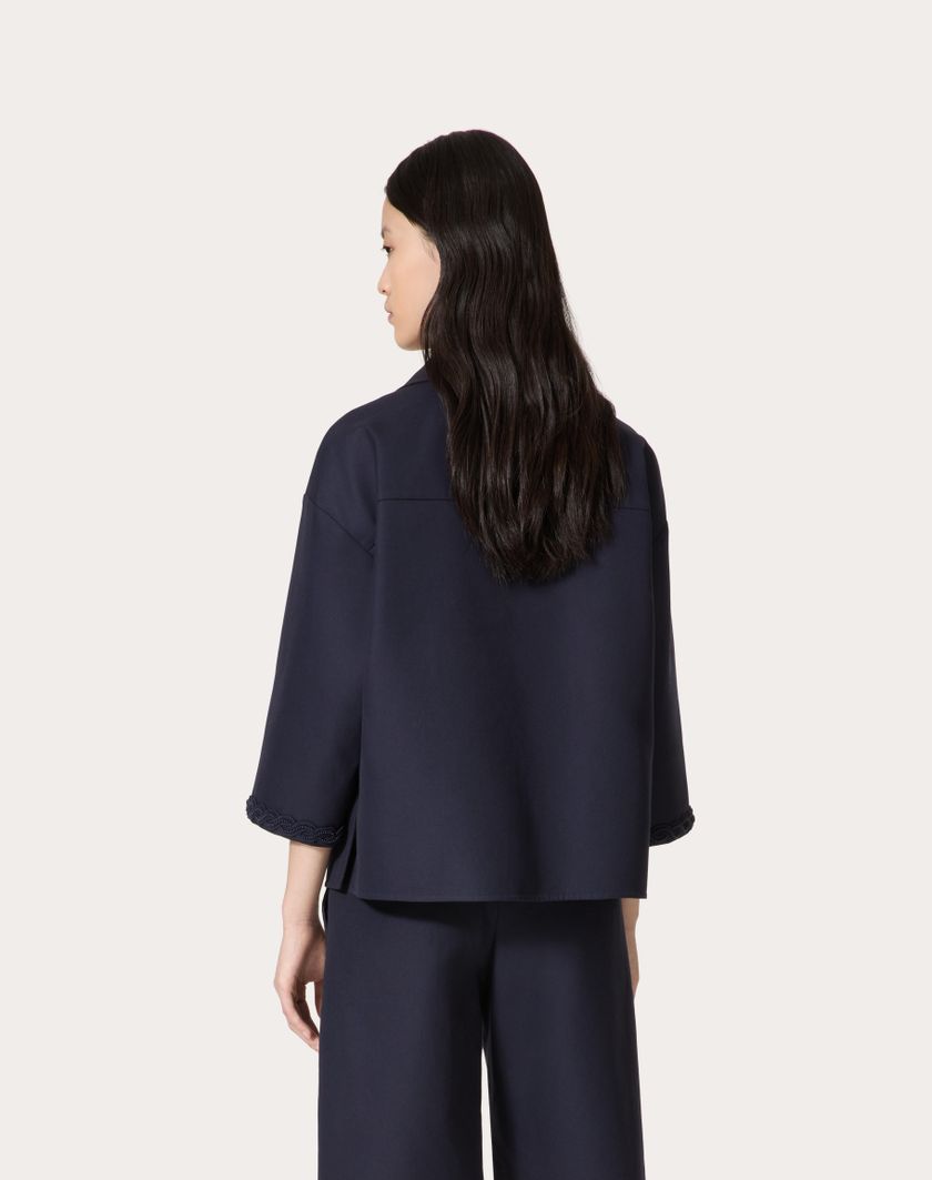 Valentino Handbags Top In Light Double Splittable Gabardine Ricamato per Donna in Navy | Valentino IT Offerta temporanea