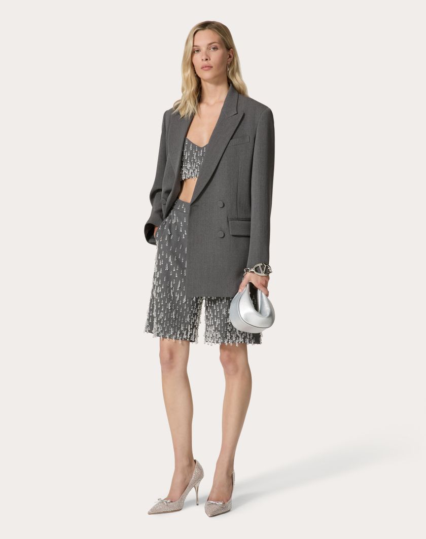 Valentino Handbags Top In Active Gabardine Ricamato per Donna in Grigio | Valentino IT Grandi sconti