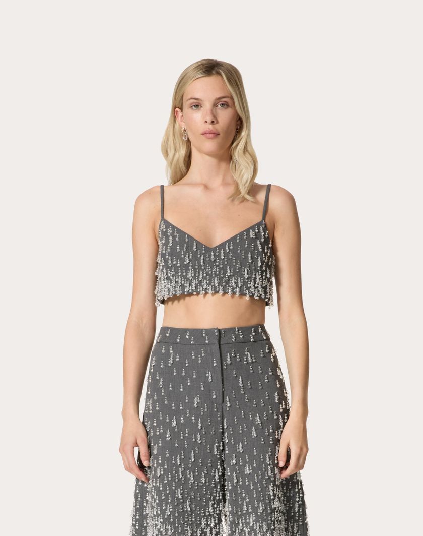 Valentino Handbags Top In Active Gabardine Ricamato per Donna in Grigio | Valentino IT Grandi sconti
