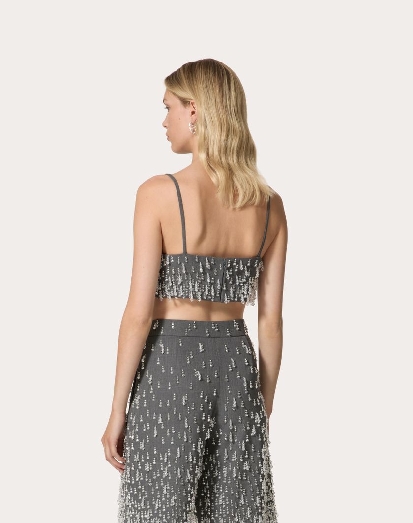 Valentino Handbags Top In Active Gabardine Ricamato per Donna in Grigio | Valentino IT Grandi sconti