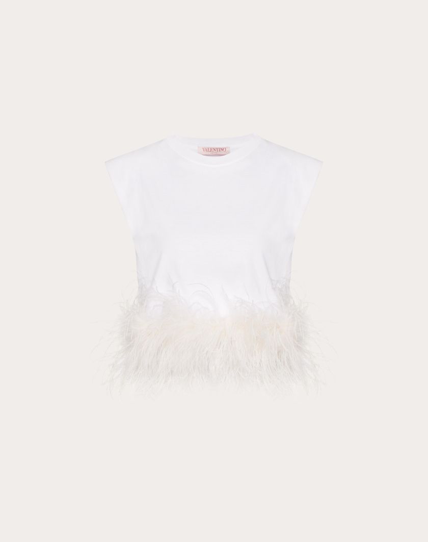Valentino Handbags Top In Jersey Cotton per Donna in Bianco | Valentino IT Nuovi prodotti