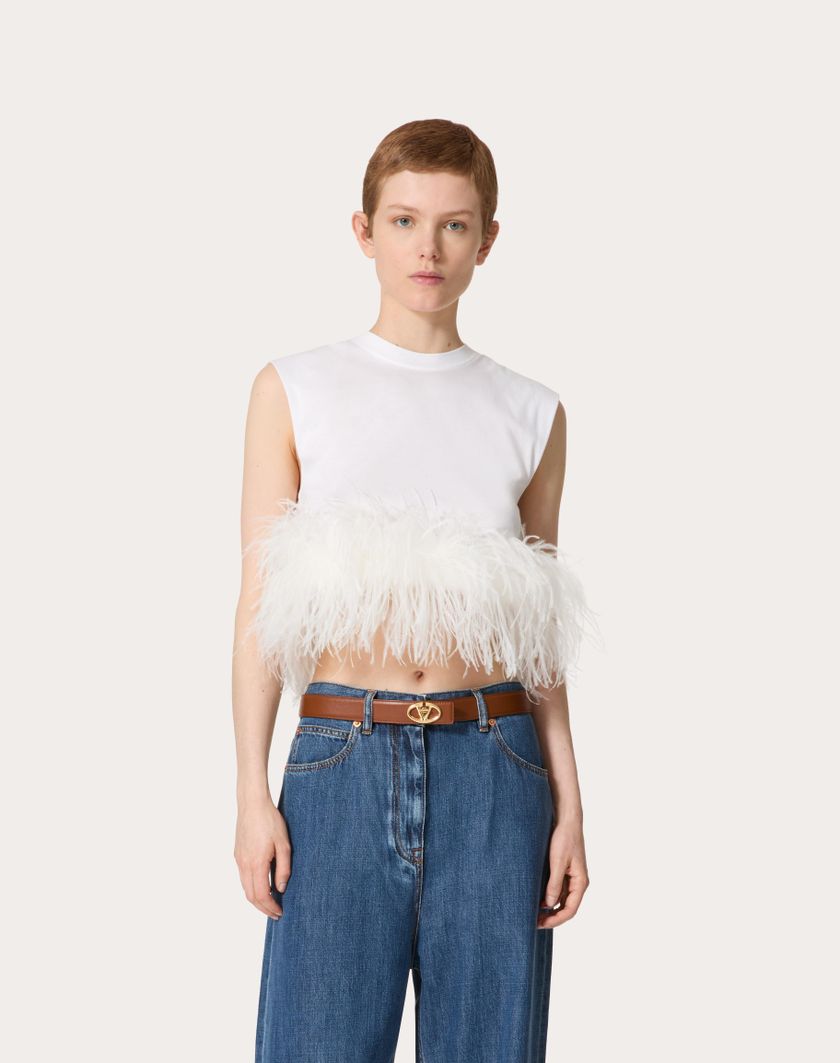 Valentino Handbags Top In Jersey Cotton per Donna in Bianco | Valentino IT Nuovi prodotti