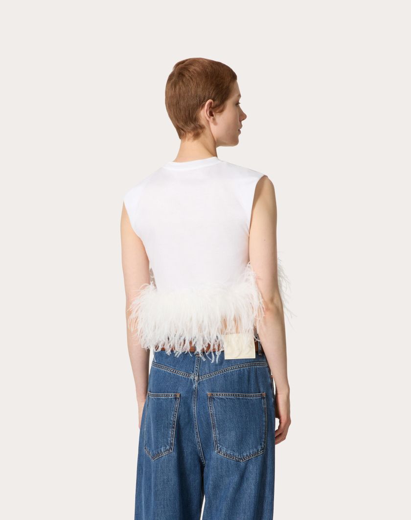 Valentino Handbags Top In Jersey Cotton per Donna in Bianco | Valentino IT Nuovi prodotti