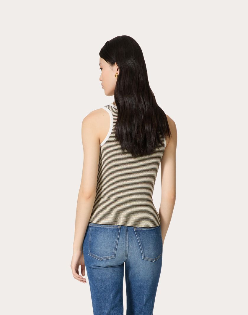 Valentino Handbags Top In Cotone E Lurex per Donna in Navy/avorio/oro | Valentino IT Offerte stagionali