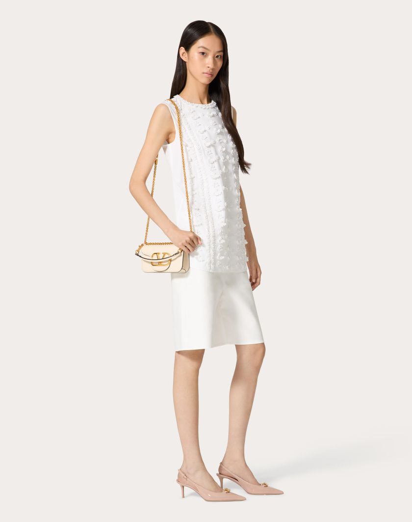 Valentino Handbags Top In Compact Popeline Ricamato per Donna in Bianco | Valentino IT Liquidazione