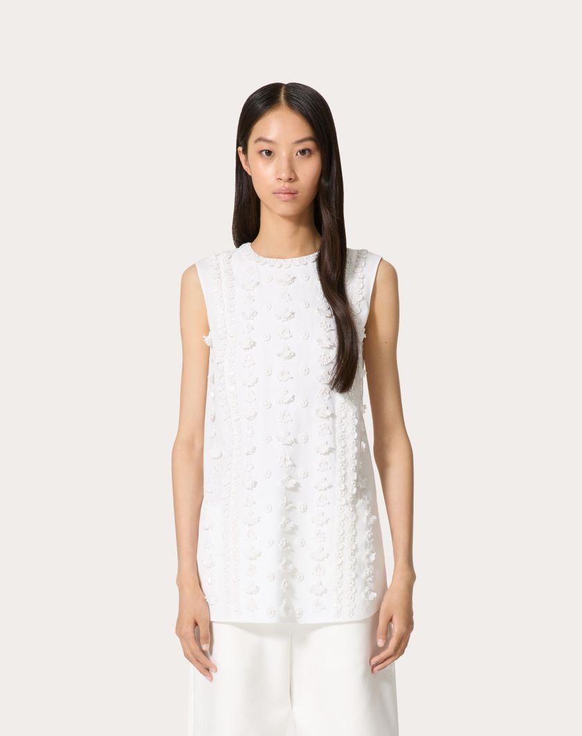 Valentino Handbags Top In Compact Popeline Ricamato per Donna in Bianco | Valentino IT Liquidazione