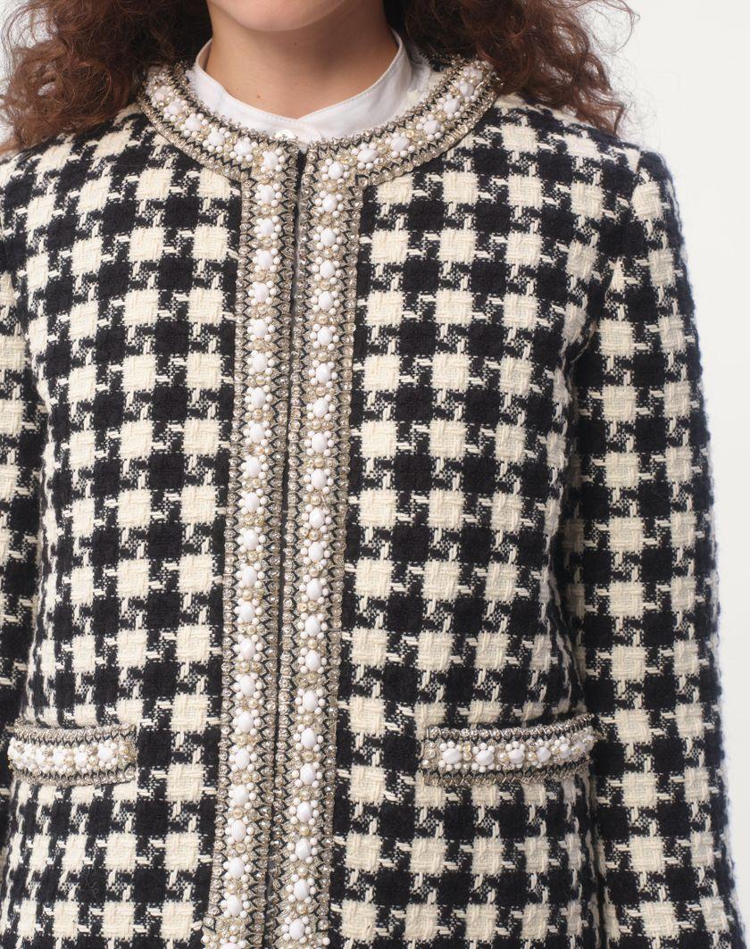 Valentino Handbags Giacca Ricamata In Damier Light Tweed per Donna in Bianco/ Nero | Valentino IT Offerta settimanale