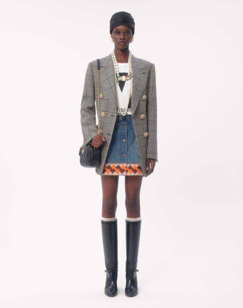 Valentino Handbags Blazer In Pied De Poule Wool per Donna in Avorio/nero | Valentino IT Ritorno libero