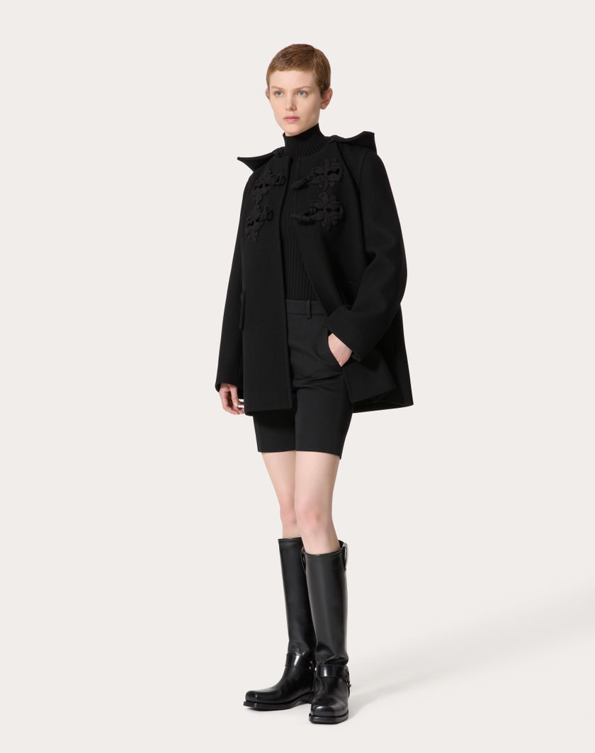 Valentino Handbags Caban In Compact Coat Ricamato per Donna in Nero | Valentino IT Rilascio limitato