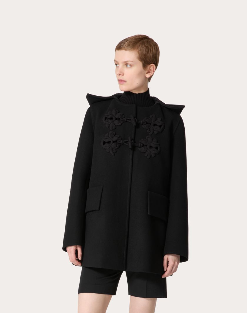 Valentino Handbags Caban In Compact Coat Ricamato per Donna in Nero | Valentino IT Rilascio limitato