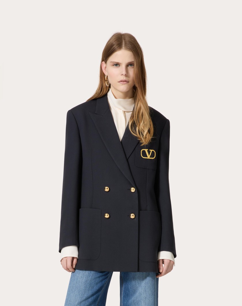 Valentino Handbags Giacca In Formal Natte' per Donna in Navy | Valentino IT Ultimi due giorni