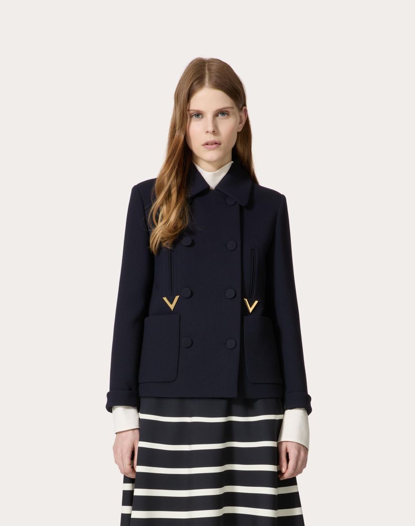 Valentino Handbags Caban In Texture Double Crepe per Donna in Navy | Valentino IT Ultimo giorno