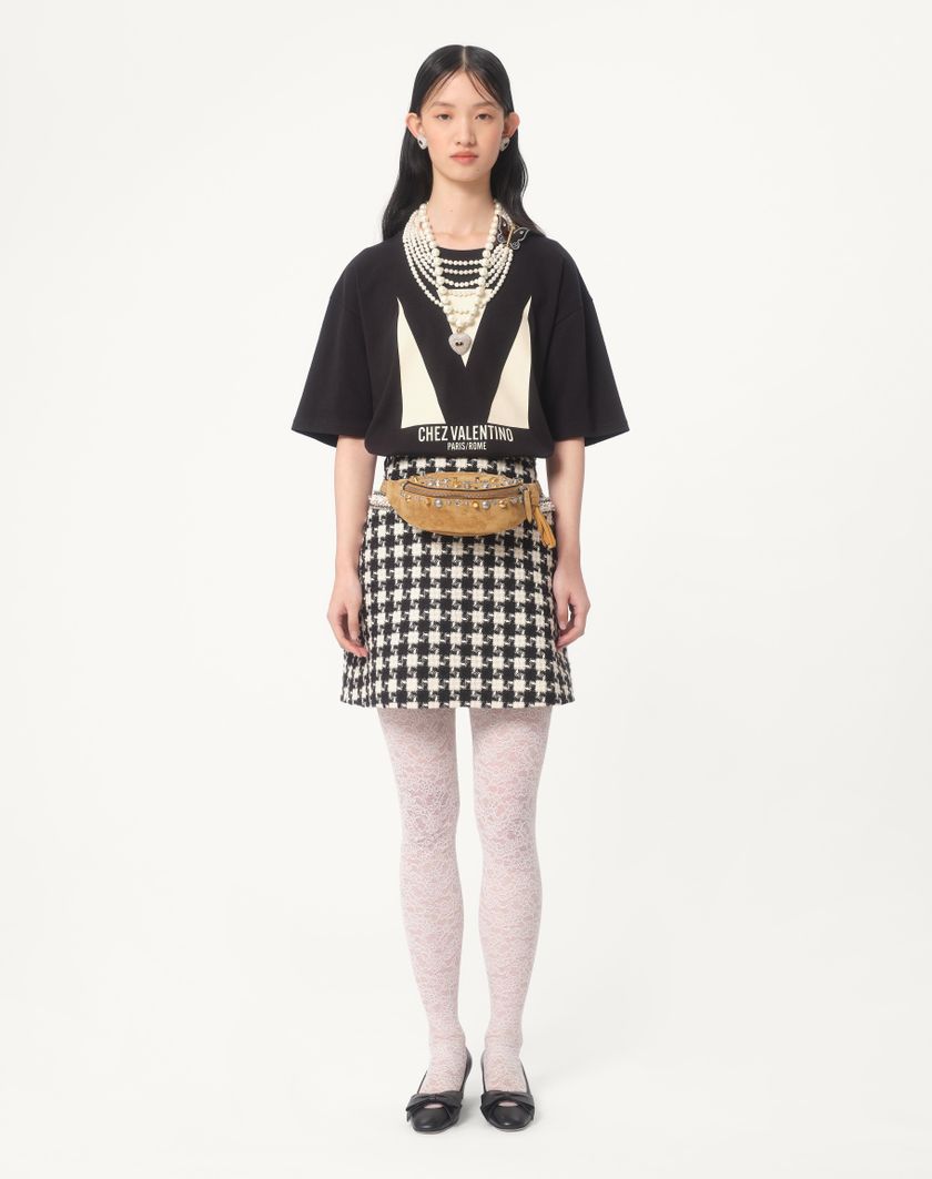 Valentino Handbags T-shirt In Jersey Cotton Con Stampa Chez Valentino per Donna in Nero | Valentino IT Only for today